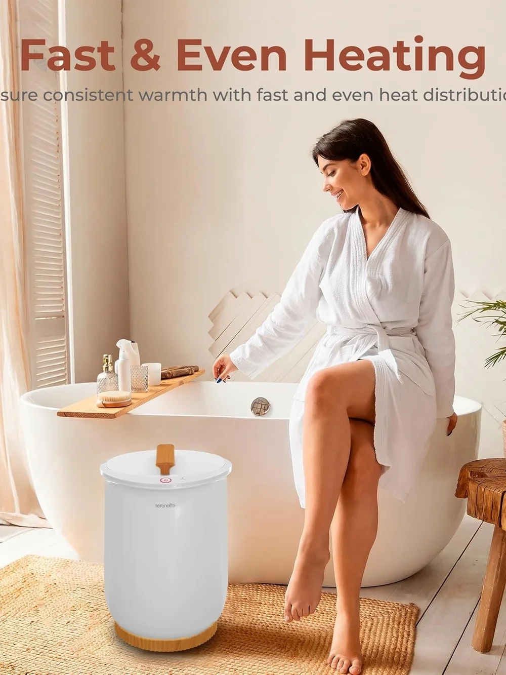 Serenelife Towel Warmer Single Touch Luxury Bucket Style - White (SLTLW400) NEW